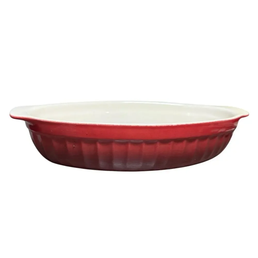 Cerutil Stoneware Gres Culinaire Casserole Dish Red Oval Baking Portugal 7x11.5